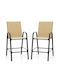 Metallic Garden Bar Stool Outdoor Beige 2 Pieces 62x76x130cm