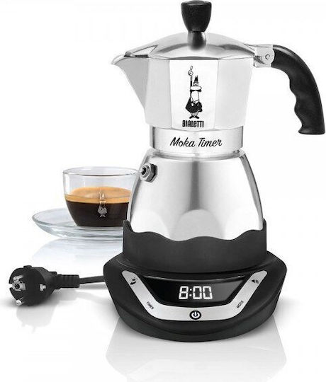 Bialetti Timer 0006093/NP Ηλεκτρικό Μπρίκι Espresso 6cups Inox