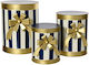 Set 3 Stück Metallboxen Stand Fiögus Blau Gold – 47cm 306.001.0820.04