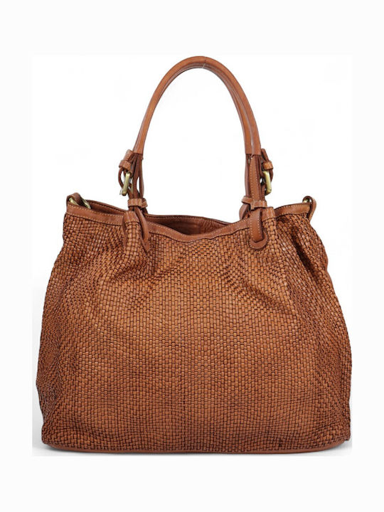 Leather Women's Shopper Bag Cognac