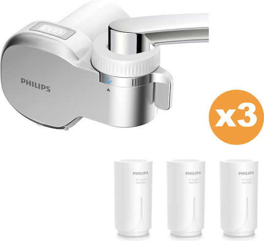 Philips Filtru de Apă pentru Robinet cu Carbon Activ cu 3 Filtre de Înlocuire AWP305 0,1 μm 0,1 μm