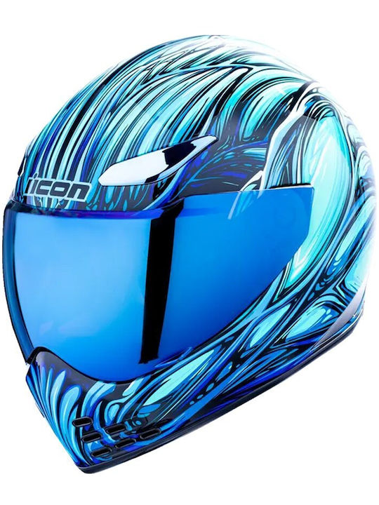 Icon Domain Nouveau Blue Κράνος Μηχανής Full Fa...