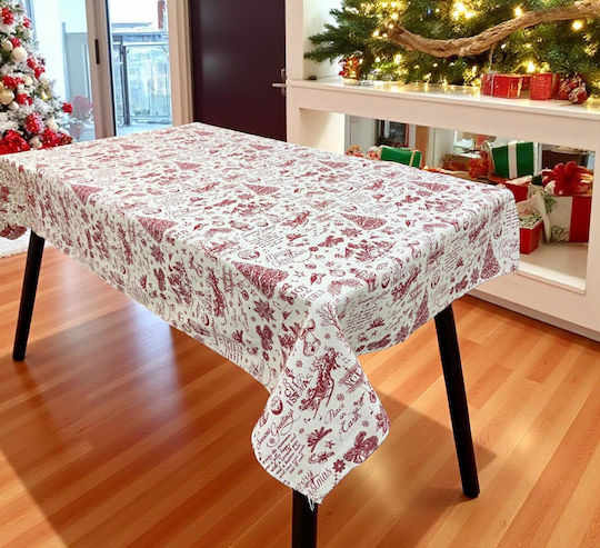 Linea Home Коледно Покривка за маса Червен Д150xШ150см.
