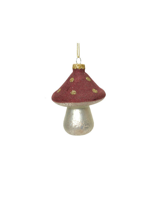 Hanging Mushroom Glass Ornament Purple 7x9cm