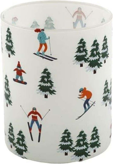Atmosphera Коледен Свещник Бял Skiing 10x8см