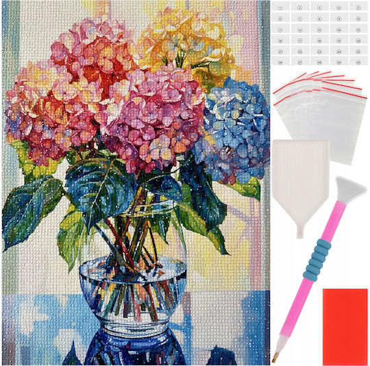 Broderie Mozaic cu Diamante Zola Buchet de Hortensii 40 x 30 Cm