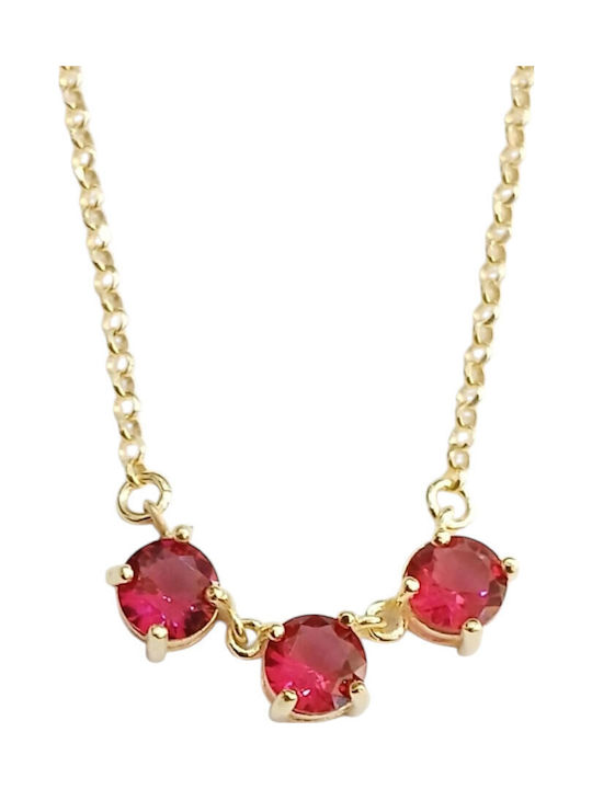 Prince Silvero Necklace From Gold Plated Silver With Red Zircon