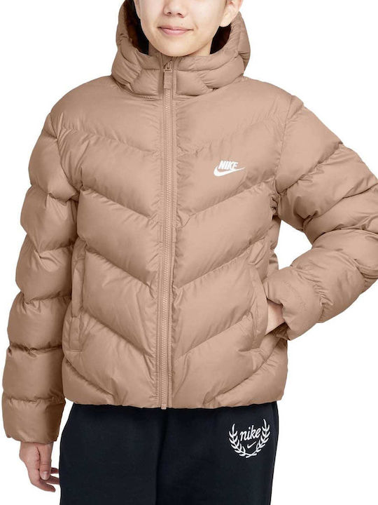 Nike Therma-fit Kids Sports Jacket with Hood Brown
