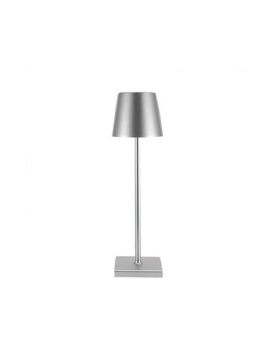 Table Lamp LED with Silver Shade and Base