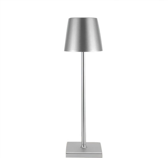 Table Lamp LED with Silver Shade and Base