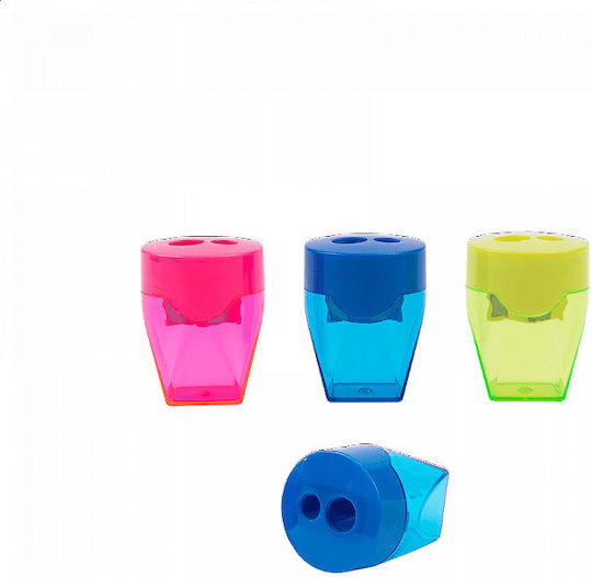 Pencil Sharpener Barrel Double Plastic Φ6.8-12mm Bali Assorted Deli Pack 12 Pieces