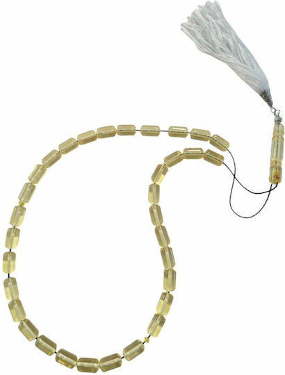 Amber Worry Beads with 33 Beads komboloi Pressed 1.5cm