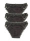 Βαμβακερά Damen Slip 3Pack mit Spitze Black