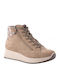 Leather Women's Ankle Boots with Platform Brown
