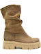 Leder Stiefeletten Damen Beige
