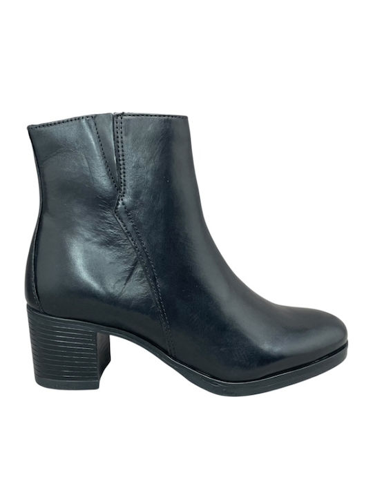 Leder Stiefeletten Damen Schwarz