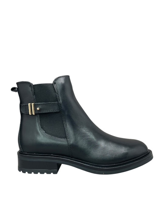 Leder Stiefeletten Damen Schwarz