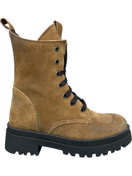 Leder Stiefeletten Damen Tabac Braun