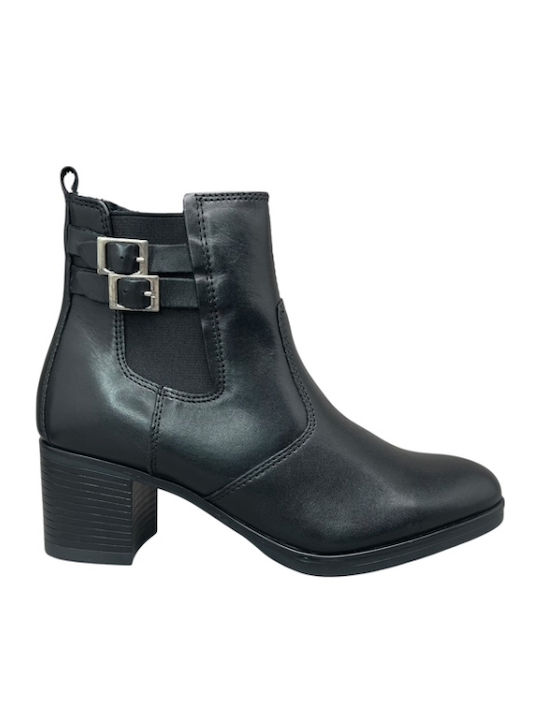 Leder Stiefeletten Damen Schwarz
