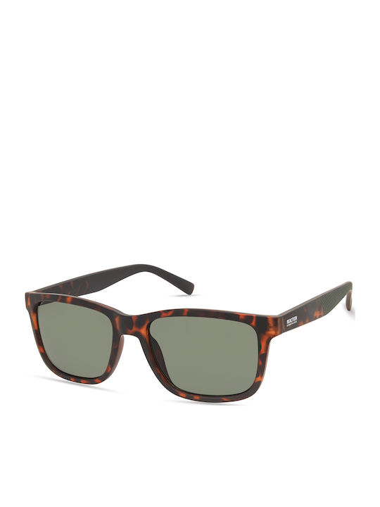 Kenneth Cole Unisex Sunglasses with Brown Tartaruga Plastic Frame and Green Lens KC1376 52N