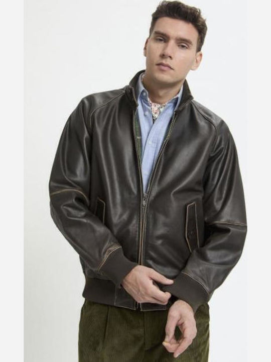 Baracuta Leather Jacket Faded Black
