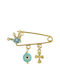 Kiriakos Gofas Child Safety Pin Newborn made of Gold Plated Silver