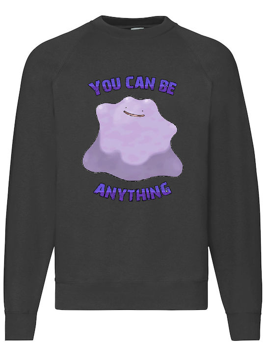 Schwarzes Sweatshirt Sweatshirt Pokemon Ditto Original Fruit of the Loom 80% Baumwolle Hochwertige