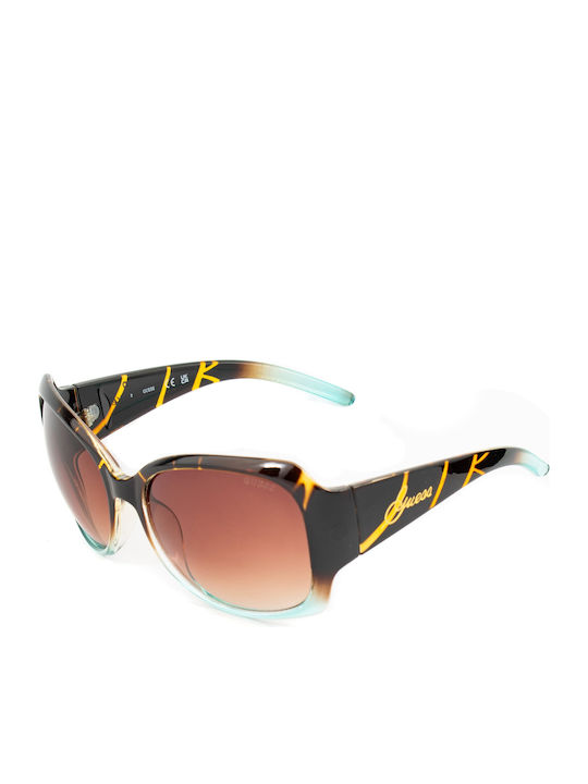 Guess Damen Sonnenbrille mit Braun Schildkröte Kunststoff Gestell und Braun Verlaufsfarbe Linse