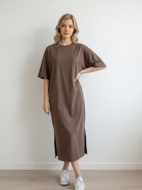 Midi Damenkleid mit Tränen Beiges