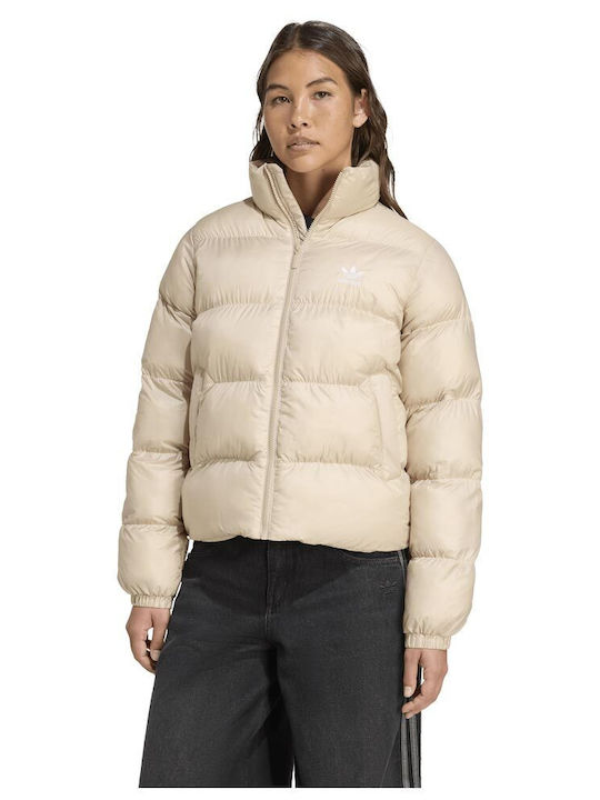 Adicolor Kurz Damen Puffer Jacke für Winter Beige