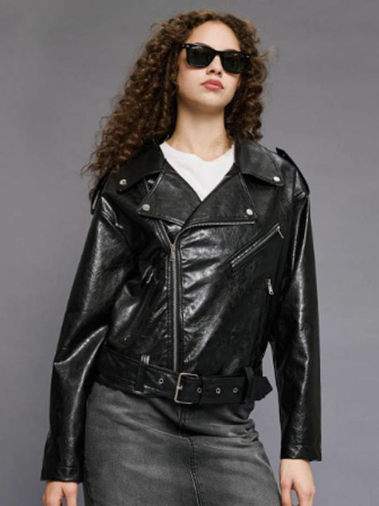 Access Jacket made of Leatherette Black