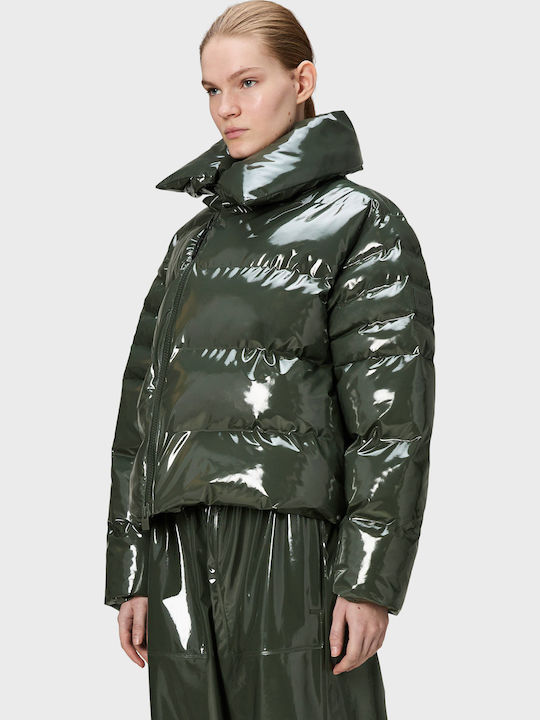 Alta Vision Women's Short Puffer Jacket for Spring or Autumn Green