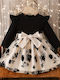 Girls Dress Long Sleeve Velvet Floral Set with Accessories Black/Beige
