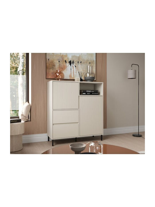 Sideboard Ruvrevi 104 made of Wood & Metal with Drawers Cashmere 40x40x105cm