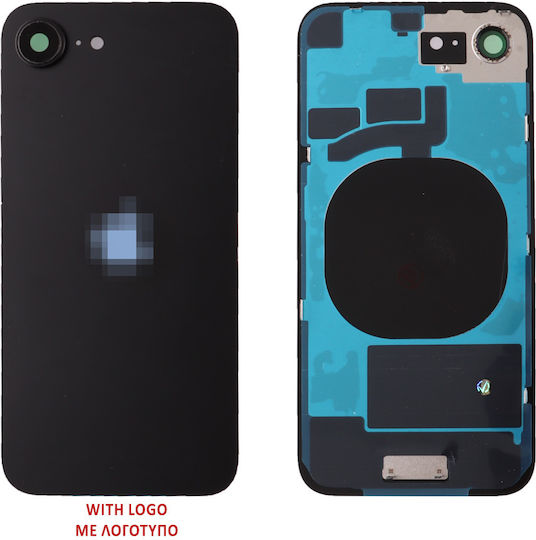 iPhone 16e Battery Cover+ Camera Lens+ Metal Plaid+ Waterproofing Adhesive Tape Black