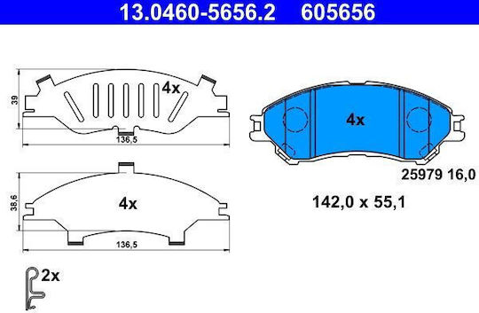 Set Plăcuțe de Frână Ate Disc Frână 13.0460-5656.2