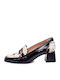 Leder Pumps mit mittelhohem Absatz Schwarz