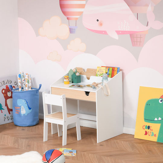 Kinder Schreibtisch aus Melamin Weiß 70x50x75cm