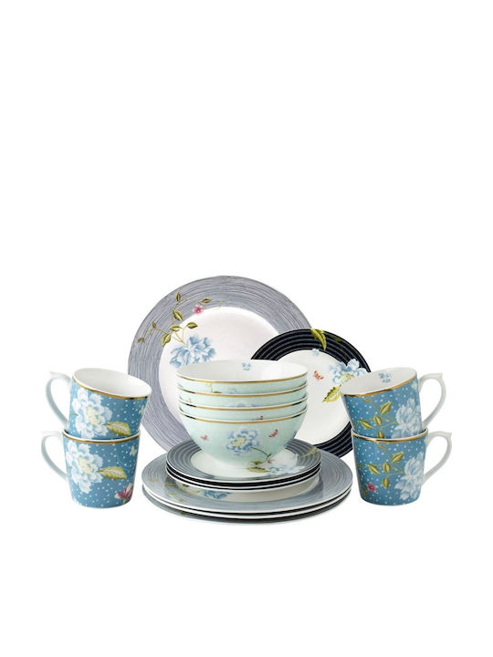 Laura Ashley Σερβίτσιο Πιάτων από Πορσελάνη Πολύχρωμο 16τμχ