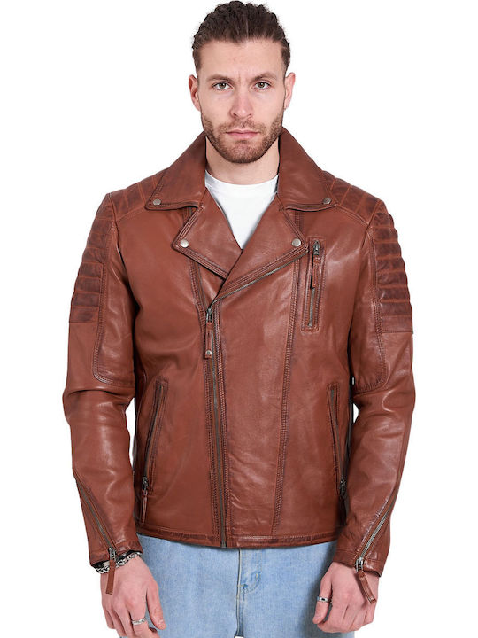 Vainas Charlie Sheep Leather Jacket Biker Cognac