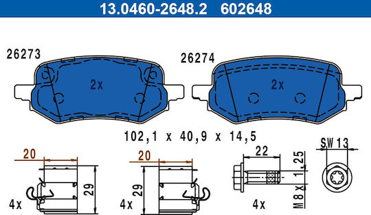 Ate Brake Pad Set Disc Brake 13.0460-2648.2