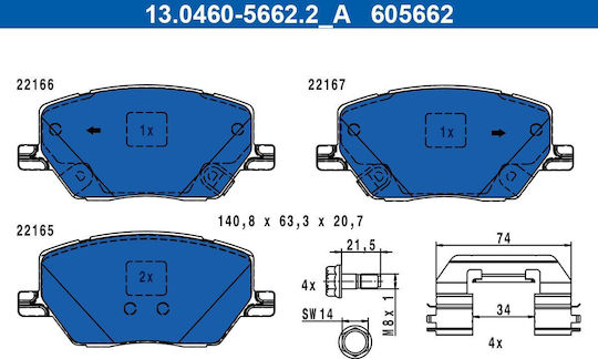 Ate Brake Pad Set Disc Brake 13.0460-5662.2