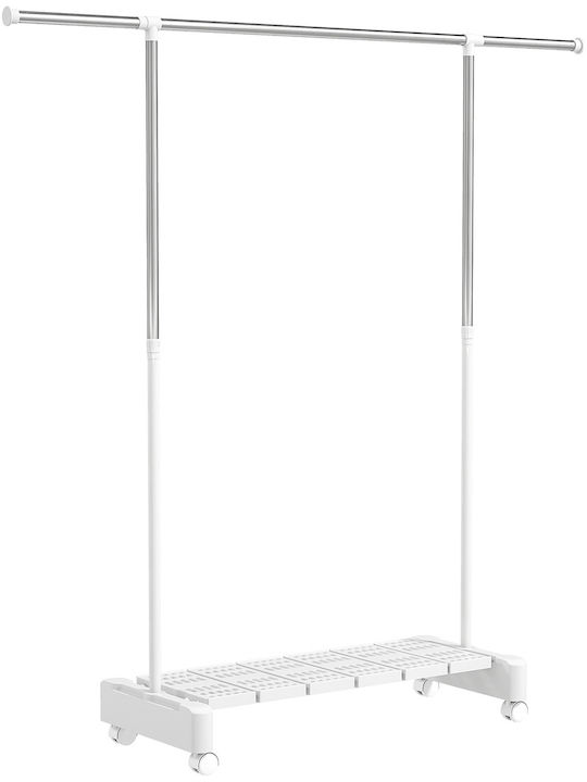 HomCom Wheeled Floor Garment Rack made of Metal White