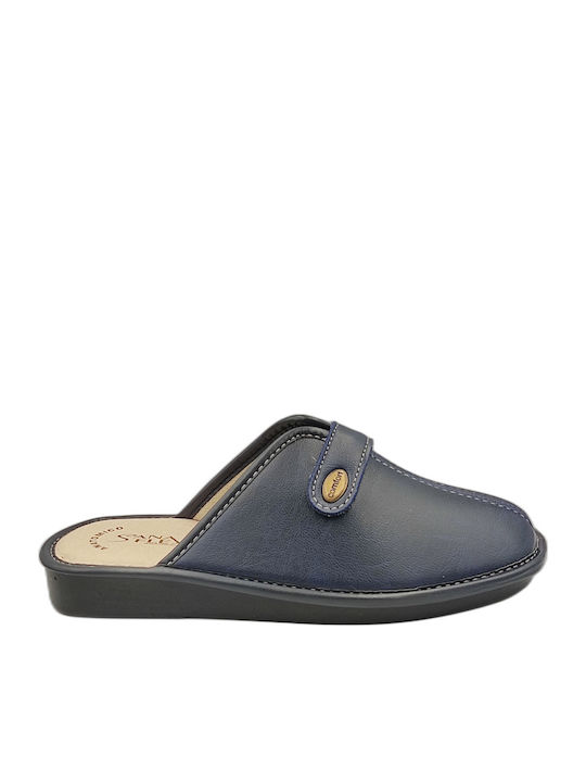 Sanaflex Broker Anatomical Leather Slippers Blue