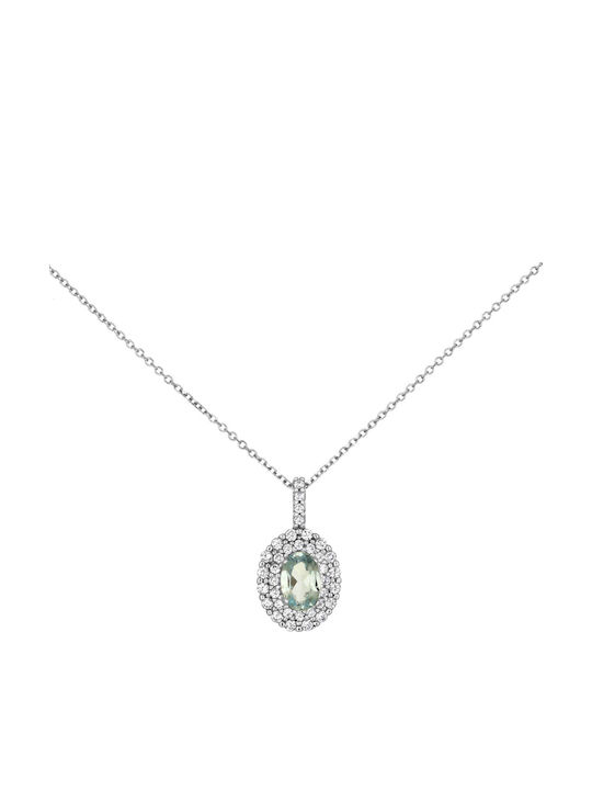 White Gold Charm with Stones 18k with Light Blue Zircon