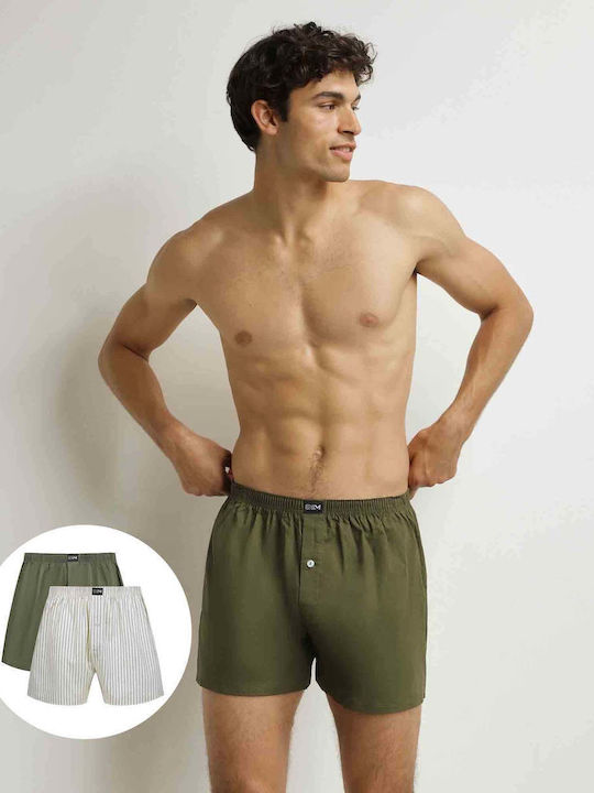 Men's Boxers Khaki-beige with Patterns 2Pack