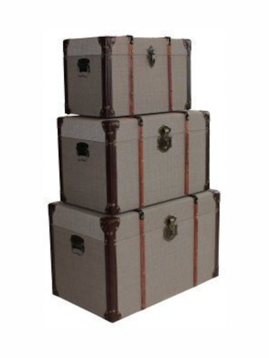 Homeplus Set de cufere decorative Din lemn Bej 3buc