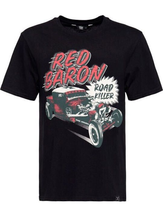 Kurzärmliges King Kerosin Red Baron Roadkiller T-Shirt Schwarz