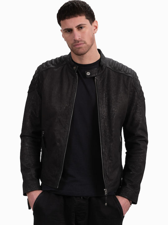 Yankee Buffed Leather Jacket Black