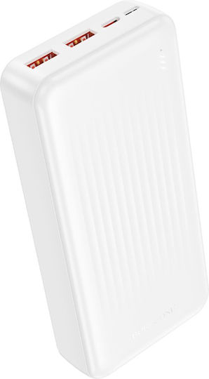 Borofone BJ80A Power Bank 20000mAh 22.5W με 2 Θύρες USB-A και Θύρα USB-C Power Delivery / Quick Charge Λευκό